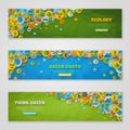 Banners with Icons of Ecology, Environment, Green