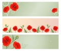 A set of three poppy flower themed banners