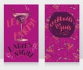Banners for ladies night party with bright cocktails Royalty Free Stock Photo