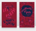 Banners for ladies night party with bright cocktails Royalty Free Stock Photo