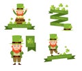 Banners with leprechaun for Patrick`s day.