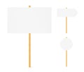 Banners mock up set wooden sticks isolated