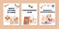 Banners for Postcrossing Club or Romantic Correspondence Gracefully Adorned With Vibrant Flowers, Letter Envelopes