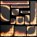 Banners with Realistic fire flames. EPS 10 Royalty Free Stock Photo