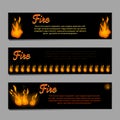 Banners set with bright fire flame