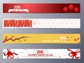 Banners Set with Chinese New Year Monkeys Vector illustration Royalty Free Stock Photo