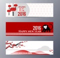 Banners Set with Chinese New Year Monkeys Vector illustration Royalty Free Stock Photo