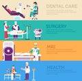 Banners set of clinic dental, surgery, health care and medical examination doctor collection concept. Vector business medicine Royalty Free Stock Photo