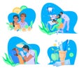 Banners set for dental clinic and dental care symbols, flat isolated vector
