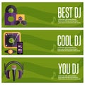 Banners set of dj and music theme Royalty Free Stock Photo