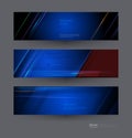 Abstract banners set with image of speed movement pattern and motion blur over dark blue color. Royalty Free Stock Photo