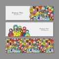 Banners set, Matryoshka, russian nesting dolls design