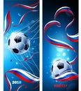 Banners Soccer Ball with Flag of Russia. Vector