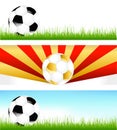 Banners With Soccer Balls. Vector Royalty Free Stock Photo
