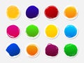 Banners and sticker. Set of multicolored round stains. Hand drawn scribble circles. Vector logo Royalty Free Stock Photo