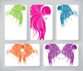 Banners with stylish of beautiful long hair woman ,cards design template