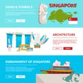 Banners template with cultural objects and landmarks of singapore