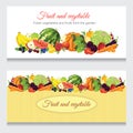 Banners with various fruit, berry and vegetables.