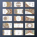 Banners or visit cards with mandala decoration on them. Arabic or indian oriental design. Vector collection set Royalty Free Stock Photo