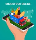 Banners for web site online food order, food delivery and drone delivery. Royalty Free Stock Photo