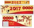 Banners for the Year of the rooster, Chinese New Year 2017. Royalty Free Stock Photo