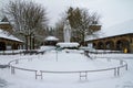 Banneux, Belgium, Statue of the Virgin Mary under the snow