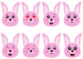 Different emotions pink bunny stickers