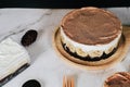 Banoffee cake with bananas, whipped cream, chocolate,Banoffee cake with bananas, whipped cream, chocolate,
