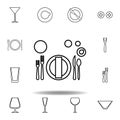 Banquet or Brunch, table etiquette icon. Set can be used for web, logo, mobile app, UI, UX on white background Royalty Free Stock Photo