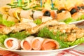 Banquet. Canape, chops and balyk Royalty Free Stock Photo