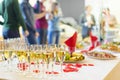 Banquet event. Champagne on table. Royalty Free Stock Photo