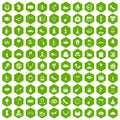 100 banquet icons hexagon green