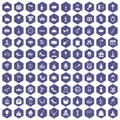 100 banquet icons hexagon purple