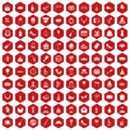 100 banquet icons hexagon red