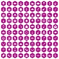 100 banquet icons hexagon violet