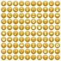 100 banquet icons set gold