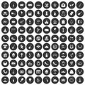 100 banquet icons set black circle