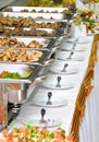 Banquet meals served on tables Royalty Free Stock Photo