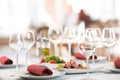 Banquet setting table in restaurant Royalty Free Stock Photo