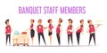 Banquet Staff Members Cartoon Illustration