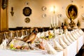 Banquet Table with Pheasant Royalty Free Stock Photo