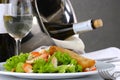 Banquet table setting salad seafoods