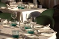 Banquet tables place settings Royalty Free Stock Photo