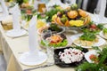 Banquet wedding table setting on evening reception Royalty Free Stock Photo