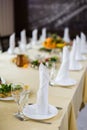 Banquet wedding table setting on evening reception Royalty Free Stock Photo