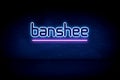 banshee - blue neon announcement signboard Royalty Free Stock Photo