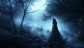 Banshee standing in dark forest. AI generated. Royalty Free Stock Photo