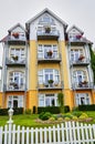 View to a hotel in the small Baltic Sea town of Bansin in Germany