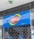 Banska Bystrica, Slovakia - May, 1 , 2022 : Pepco shop Sign. Brand logo. European chain of discount shops