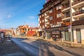 Bansko, Bulgaria autumn street and houses Royalty Free Stock Photo